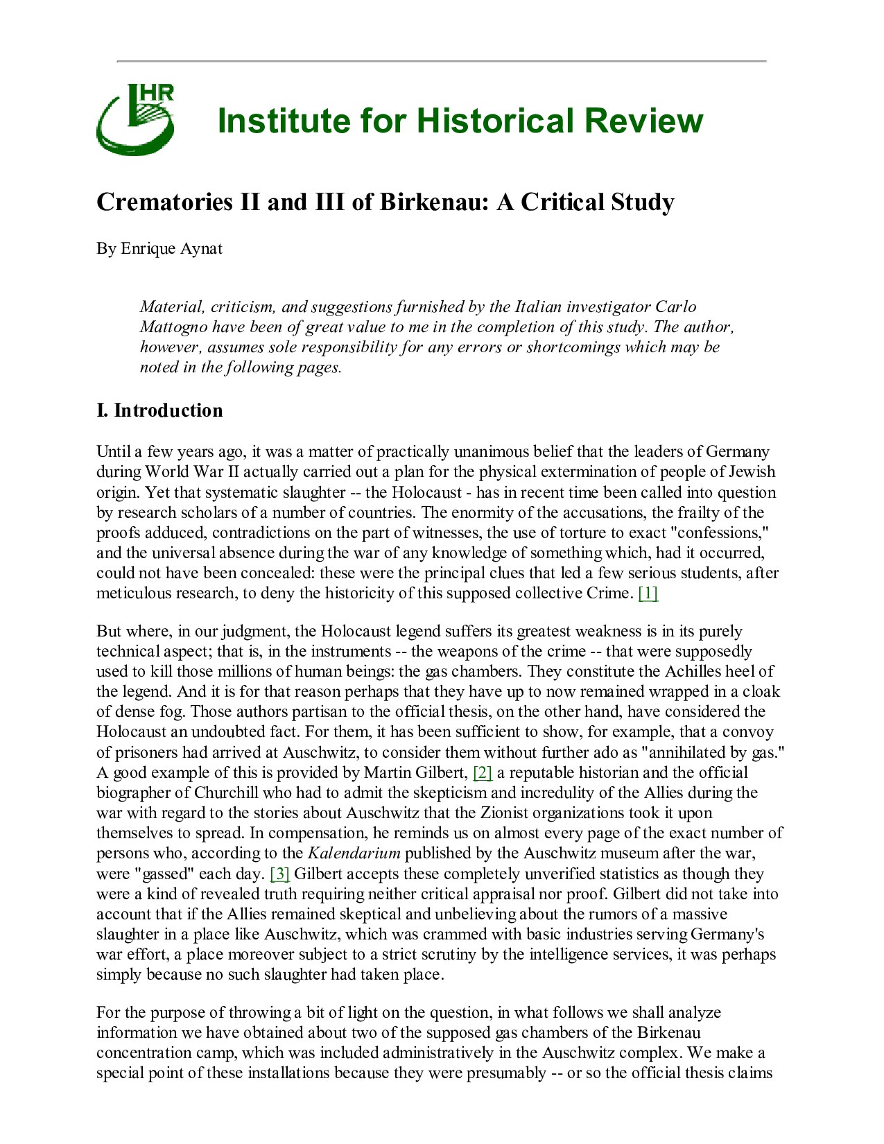 Crematories II and III of Birkenau: A Critical Study