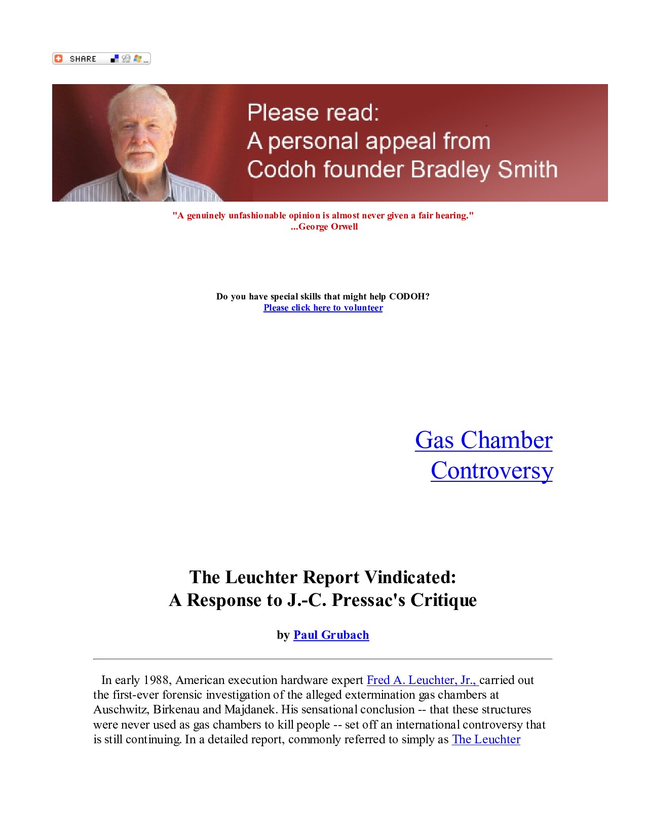 Gas Chambers: The Leuchter Report Vindicated