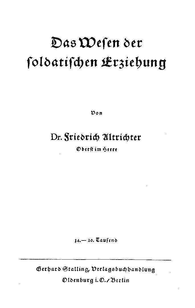 Das Wesen der soldatischen Erziehung