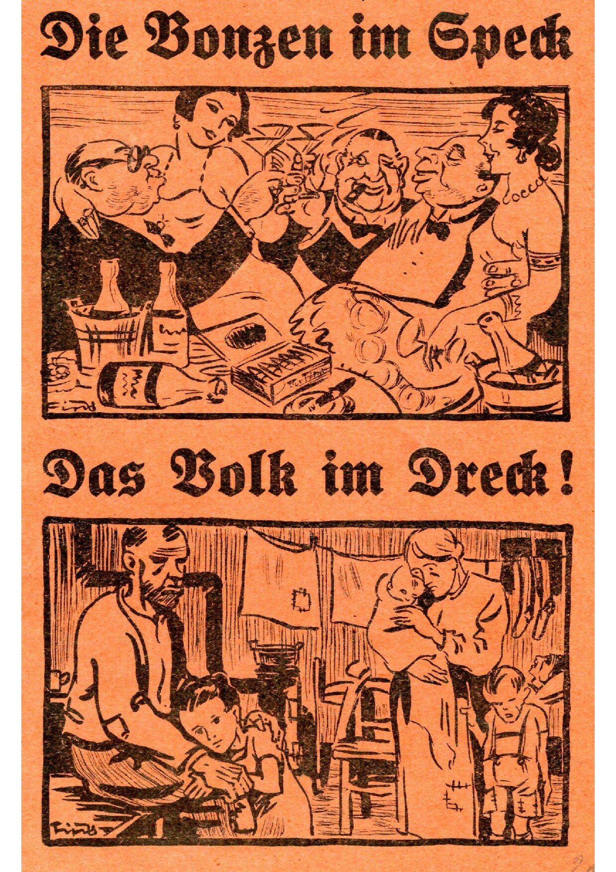Die Bonzen im Speck - Das Volk im Dreck (1931, 28 S., Scan, Fraktur)