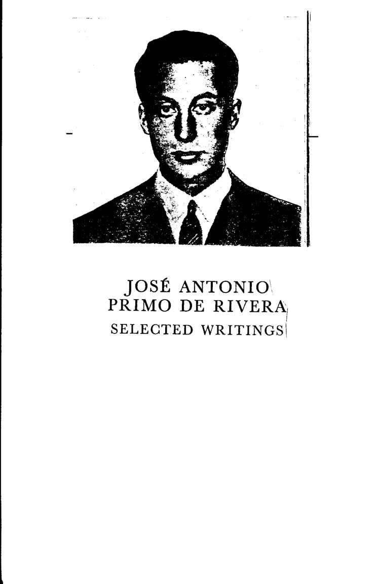 de Rivera; José Antonio Primo; Selected Writings (1931-36)