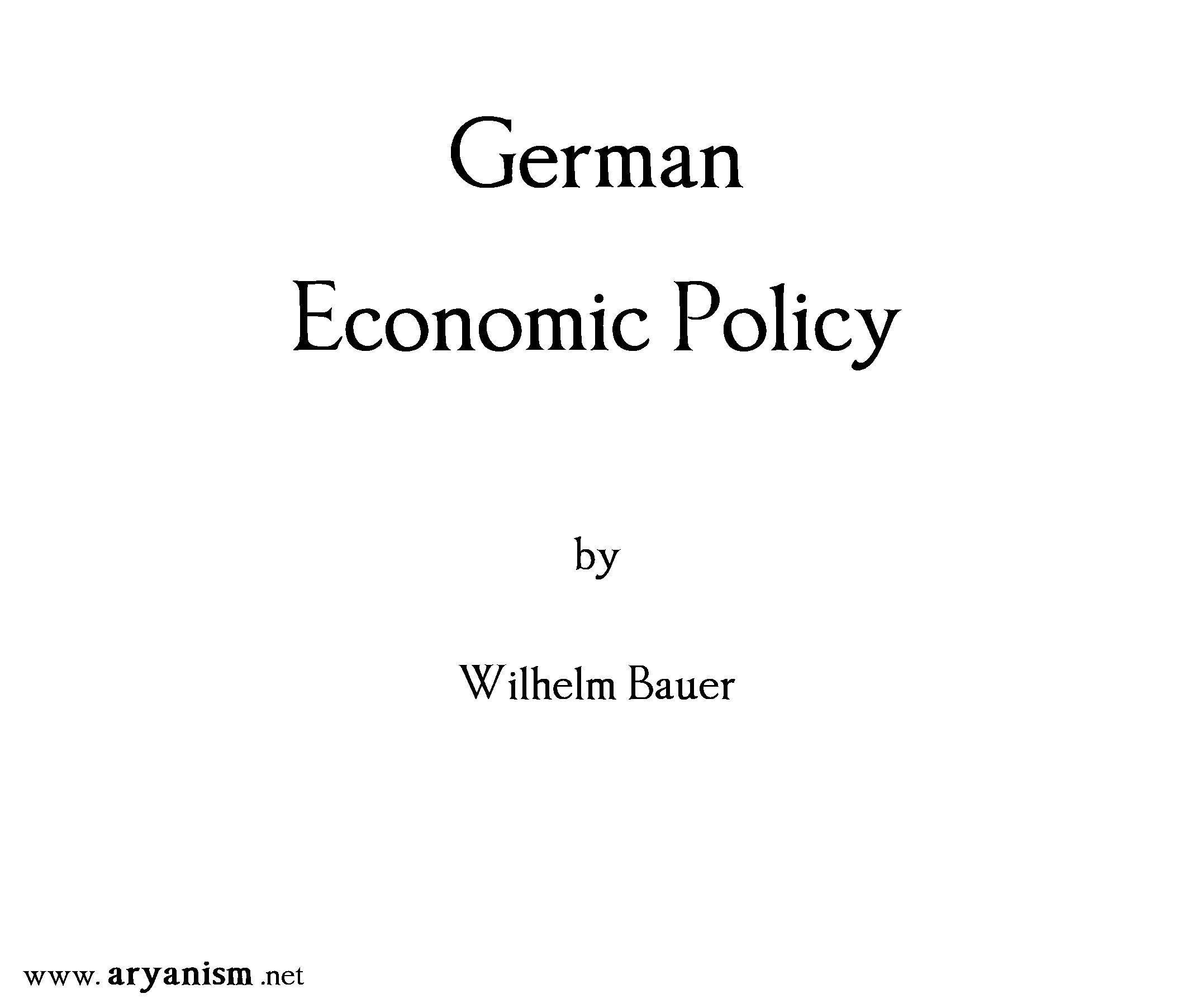 German Economic Policy