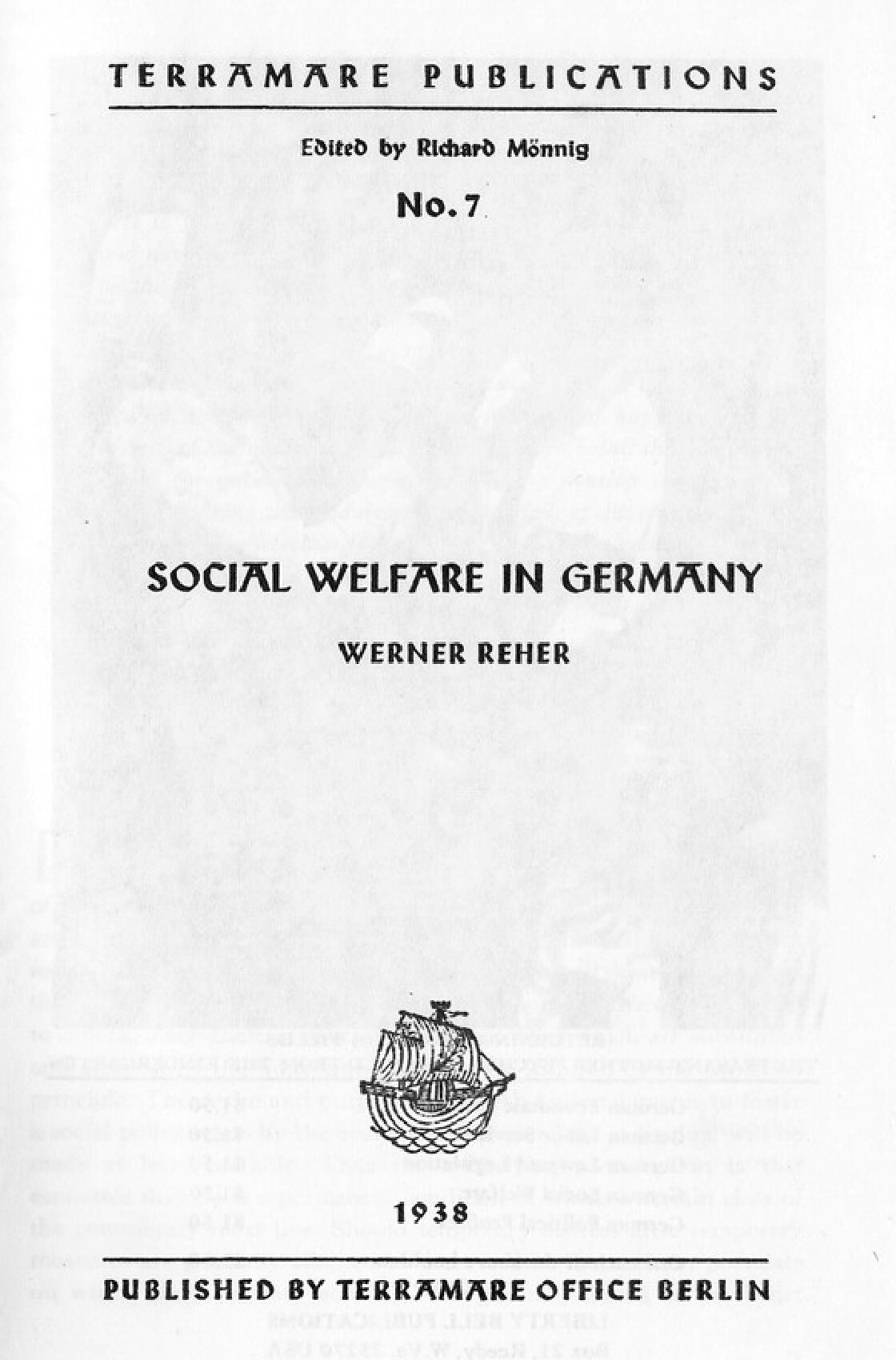 Reher, Werner; Social Welfare in Germany