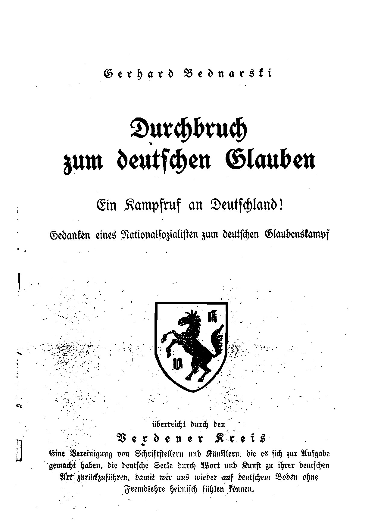 Durchbruch zum deutschen Glauben (1941, 36 S., Scan, Fraktur)