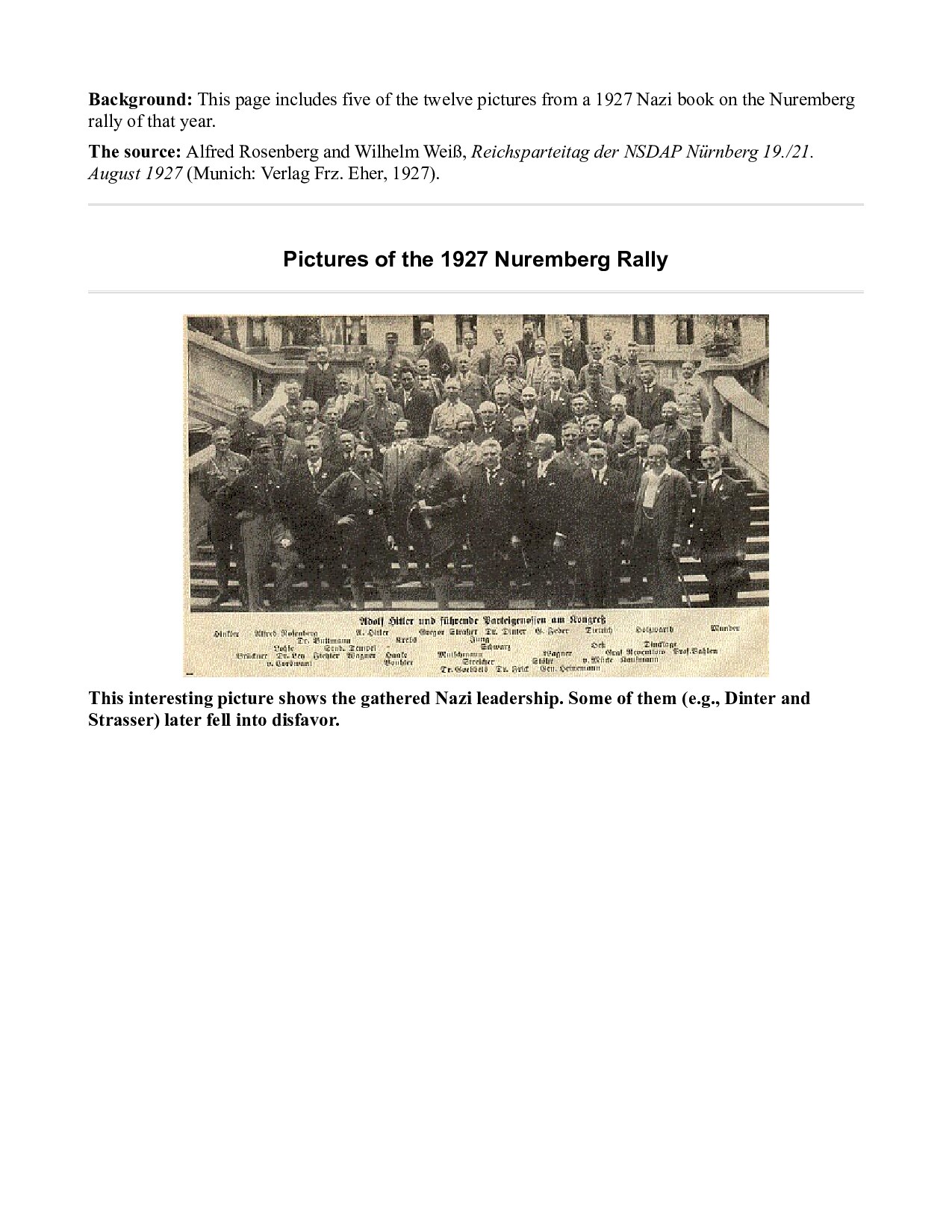 Rosenberg, Alfred; Pictures of the 1927 Nuremberg Rally