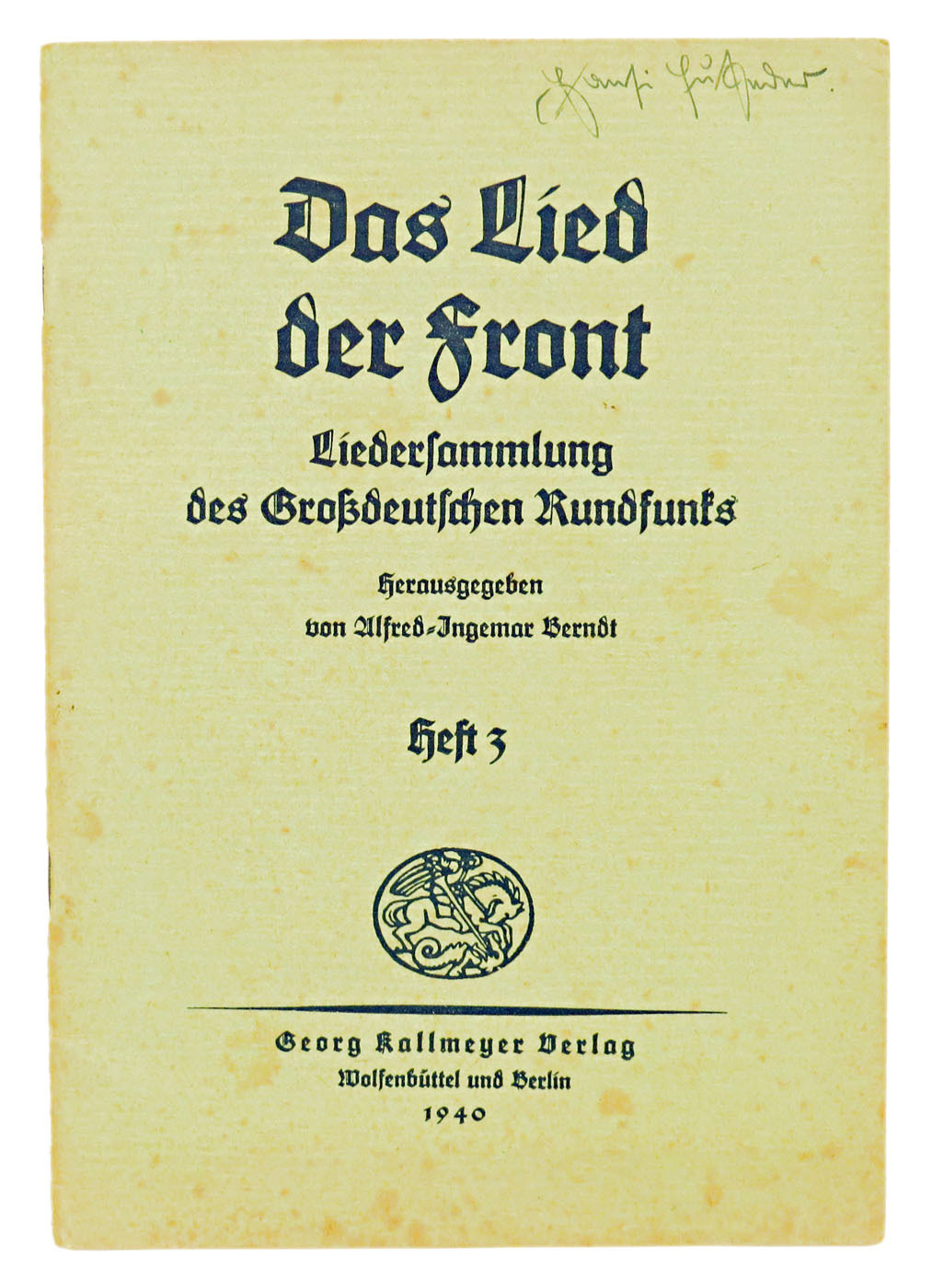 Das Lied der Front - Heft 3 (1940, 32 S., Scan, Fraktur)