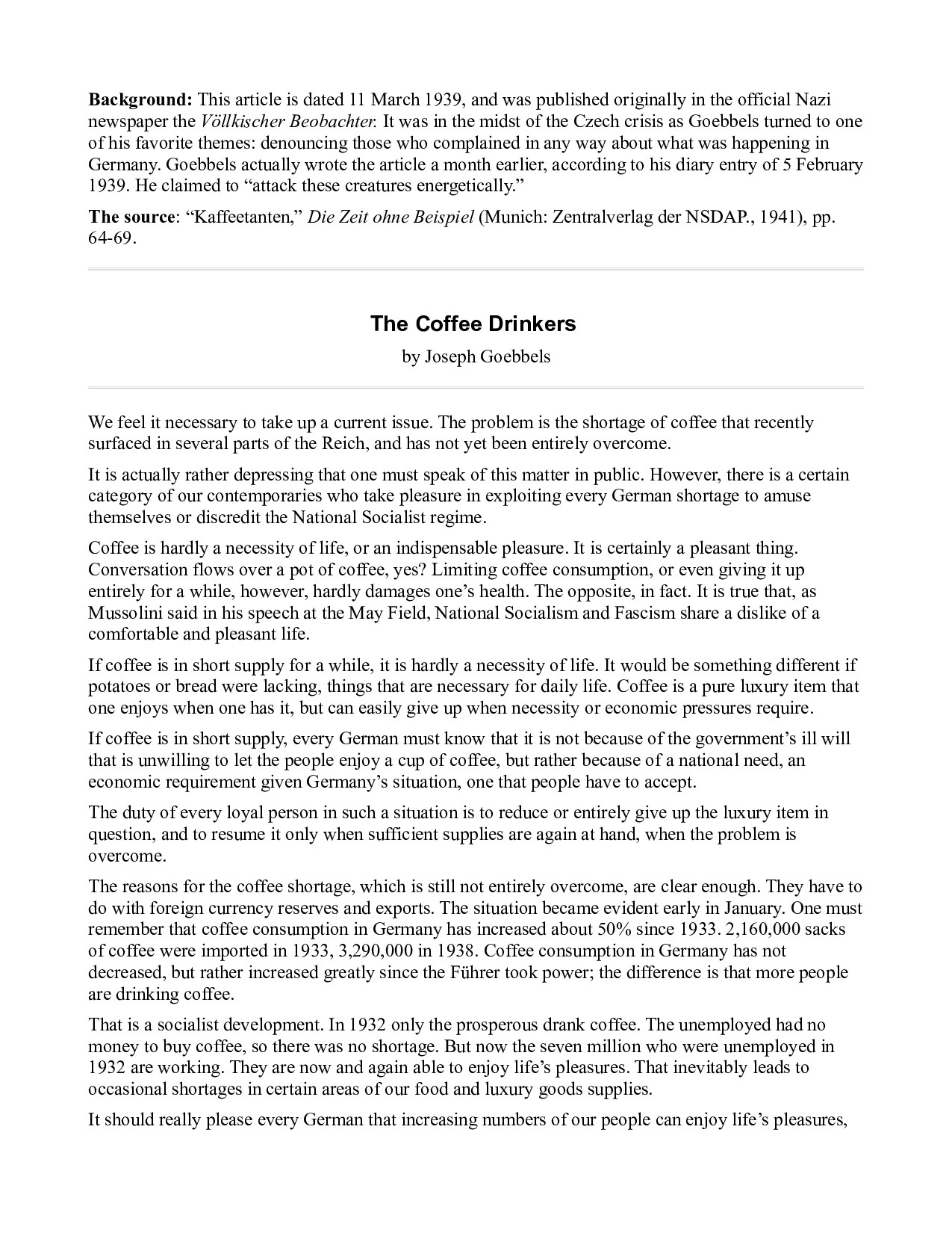 The Coffee Drinkers - Goebbels