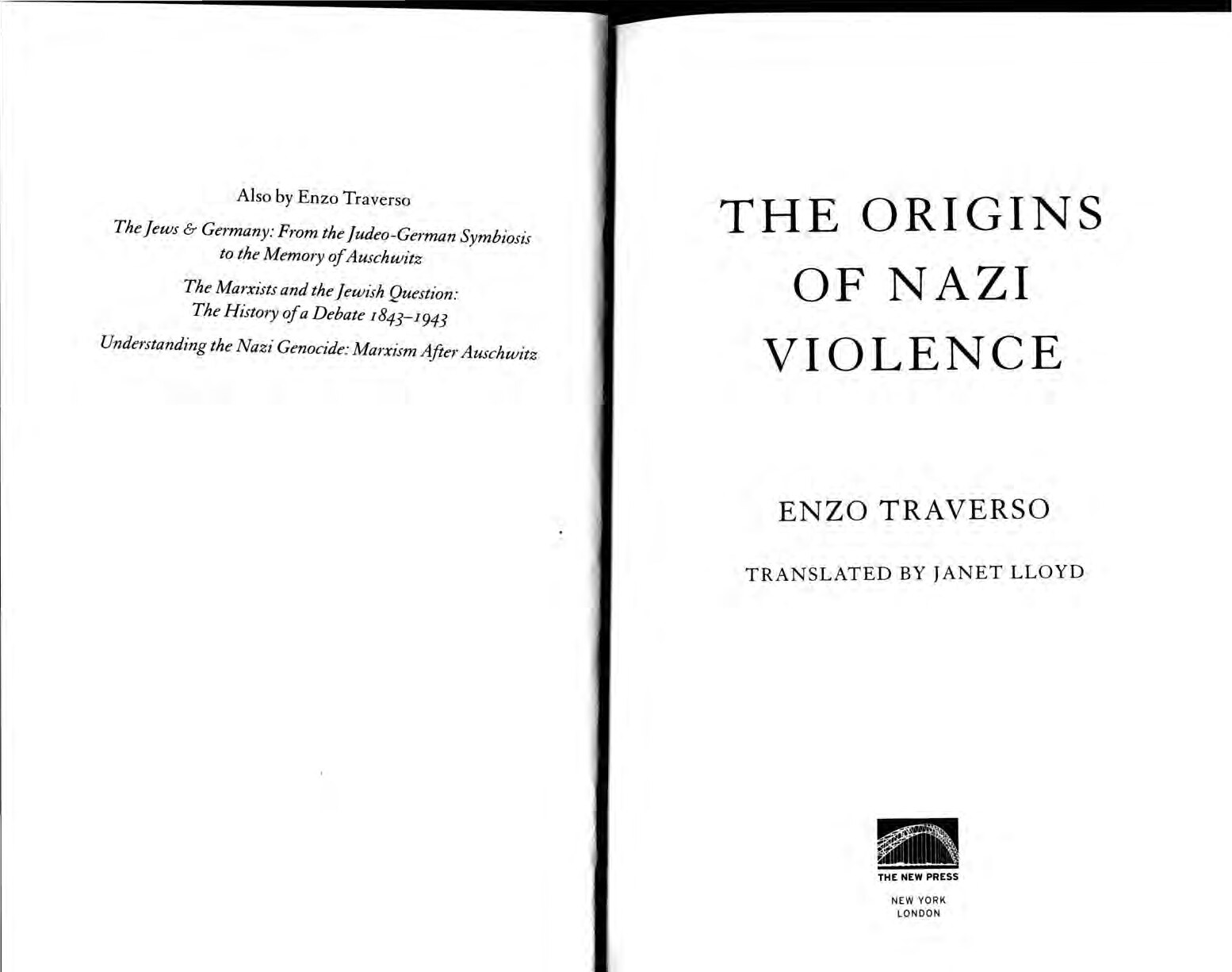 Traverso, Enzo; The Origins Of Nazi Violence