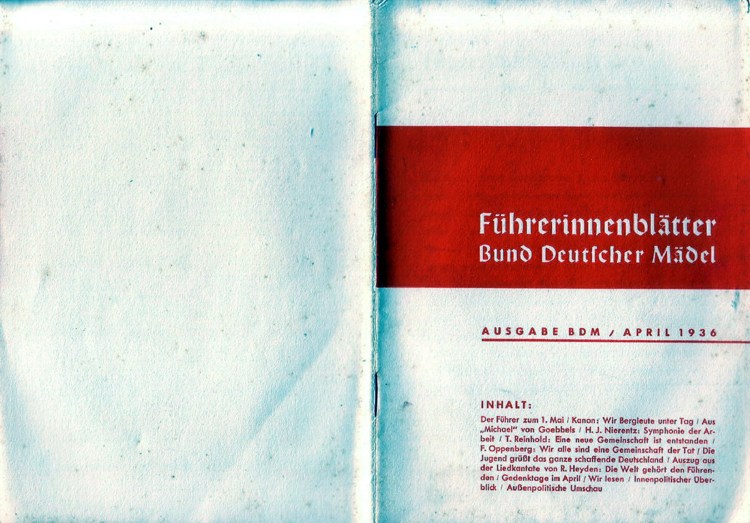 Führerinnenblätter April 1936 (18 Doppels., Scan, Fraktur)