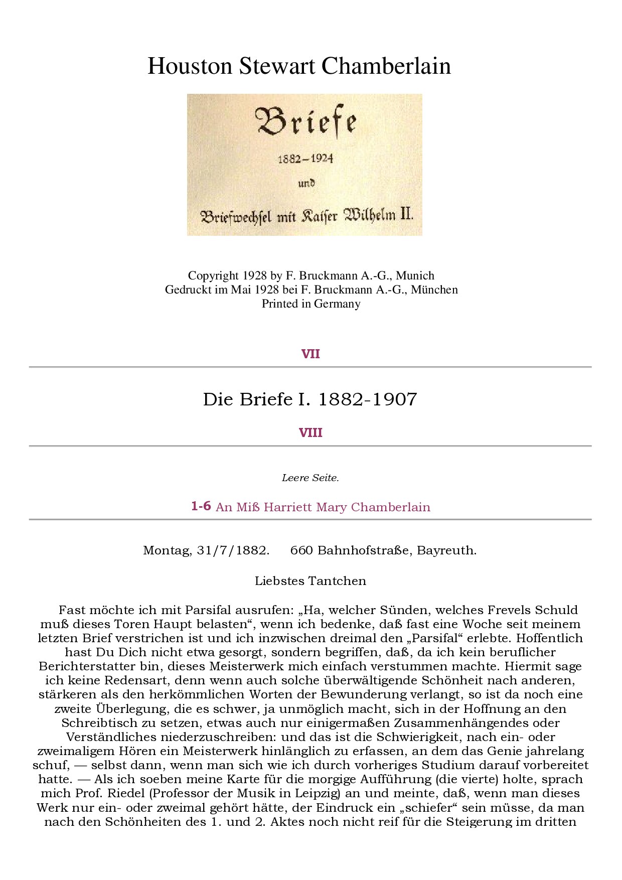 Briefe 1882-1924 und Briefwechsel mit Kaiser Wilhelm II. - Band 1 (1928, 121 S., Text)